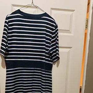 Blue and white striped dress